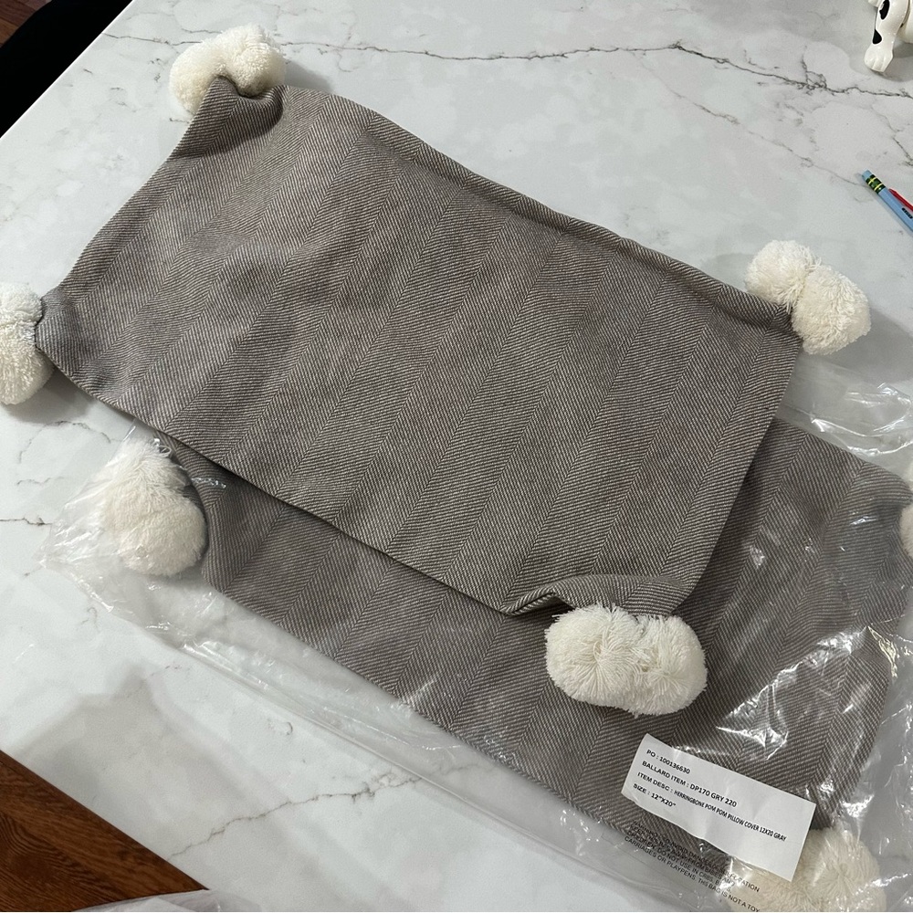 Ballard Designs Pom pillow covers 10x20! Herringbone